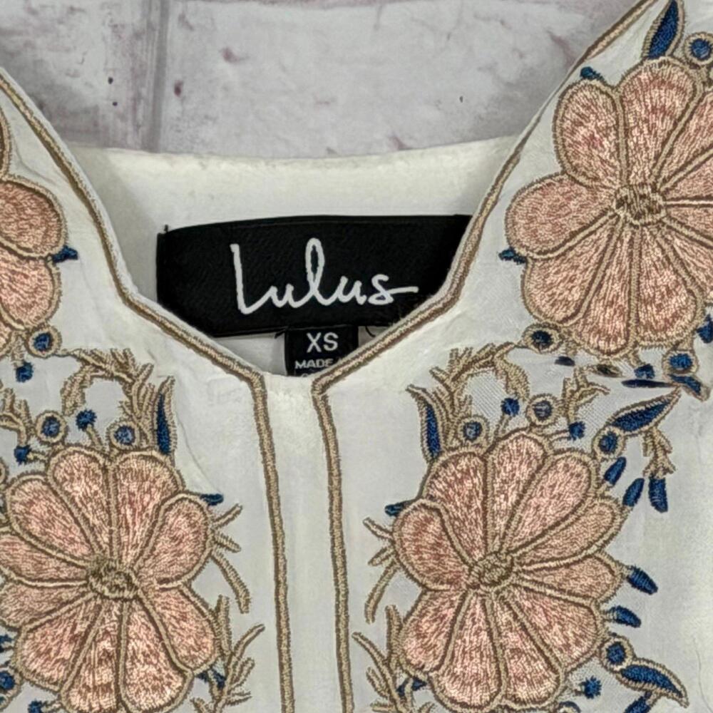 Lulus XS Daisy Petal Pickin' ivory embroidered mini dress - Picture 5 of 8